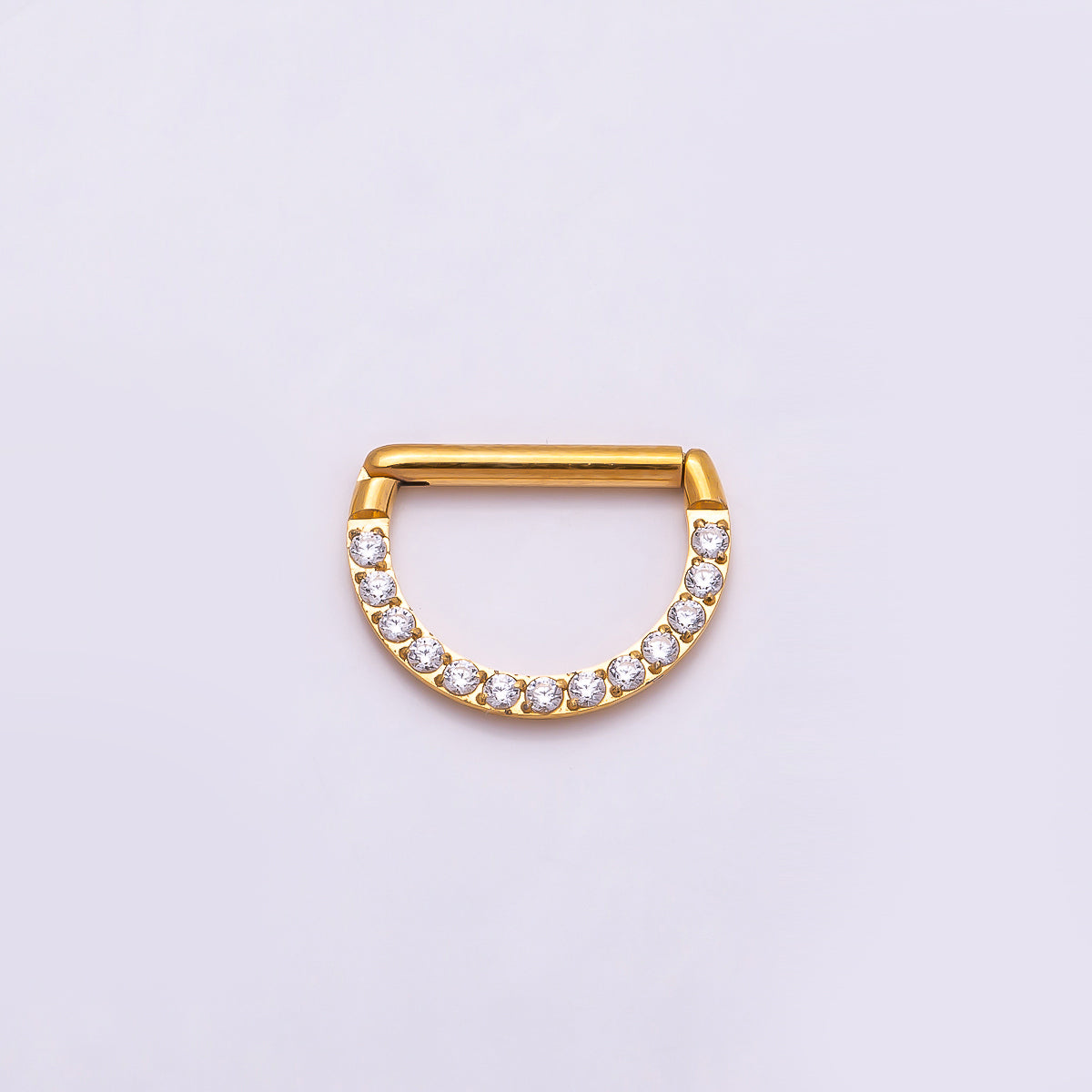 Stainless Steel 10mm D-Shaped Micro Paved CZ Pull Gate Finding in Gold & Silver | Findings-00192 Findings-00193