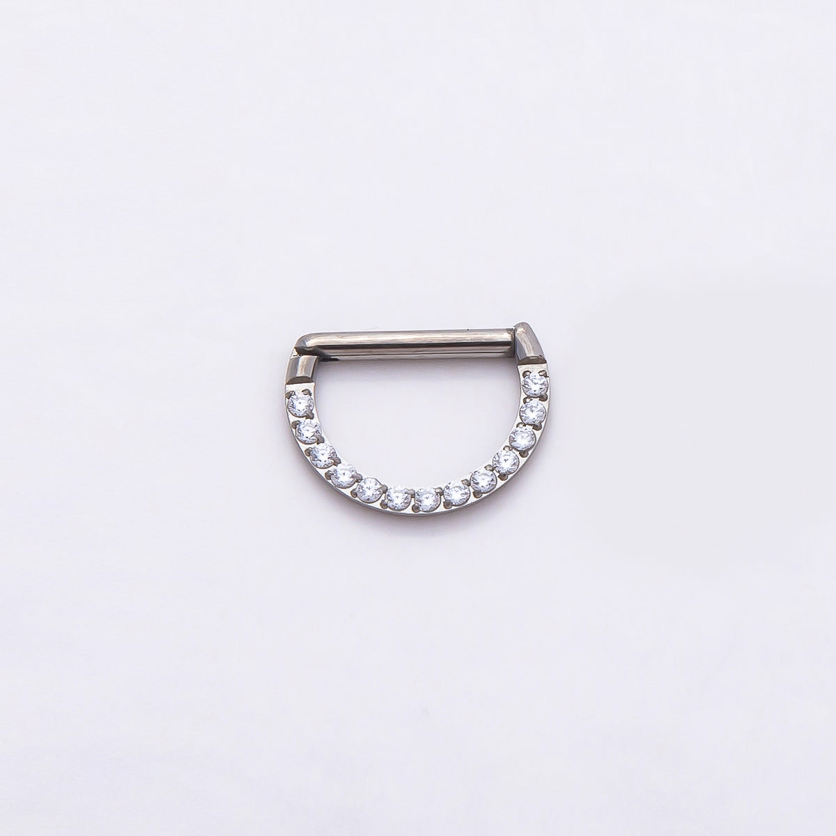 Stainless Steel 10mm D-Shaped Micro Paved CZ Pull Gate Finding in Gold & Silver | Findings-00192 Findings-00193