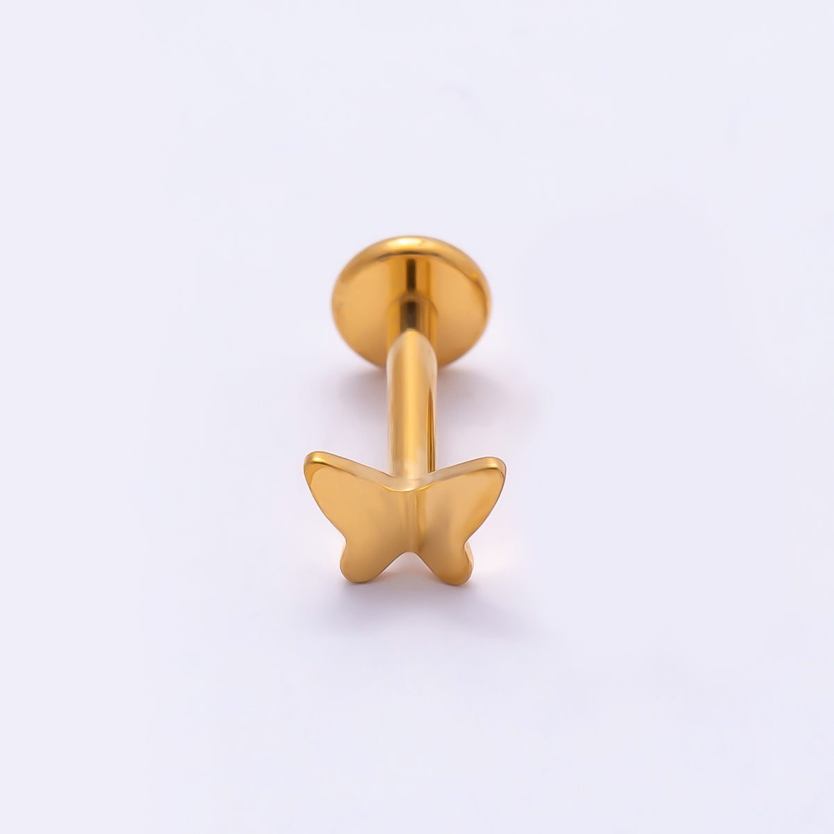 Stainless Steel 5.5mm Butterfly Single Cartilage Piercing Flat Back Stud in Gold & Silver | Findings-00196 Findings-00197