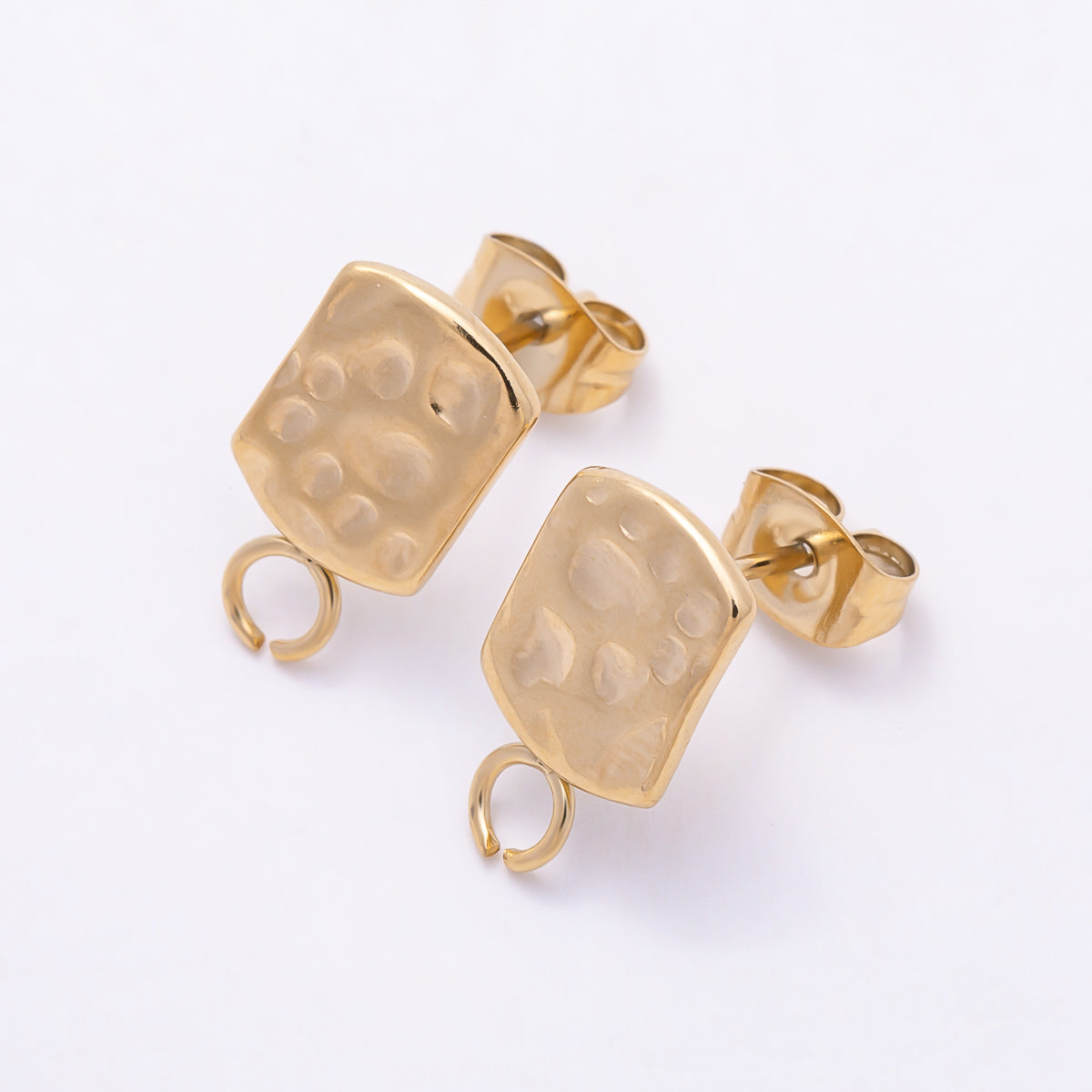 Stainless Steel 14mm Geometric Dotted Oblong Open Loop Drop Stud Earring Findings | Findings-00198