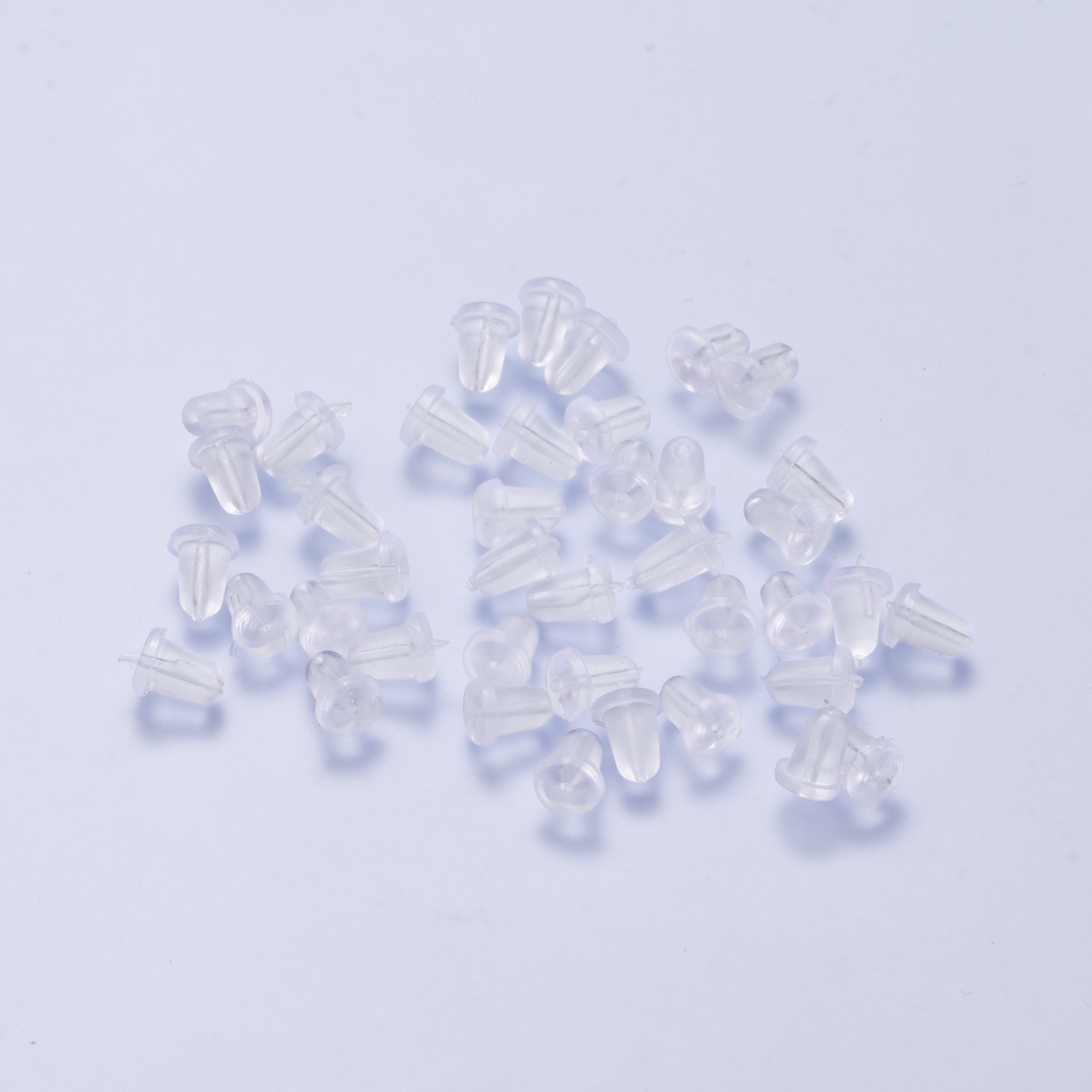 5.6mm x 4.2mm Clear Soft Silicone Rubber Earring Post Backings Set | Findings-00210