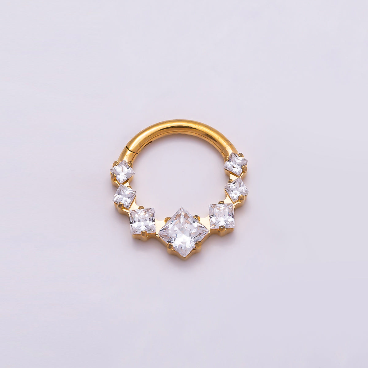 Stainless Steel 11mm Clear Square CZ Cluster Gradient Pull Gate Round Finding in Gold & Silver | Findings-00212 Findings-00213