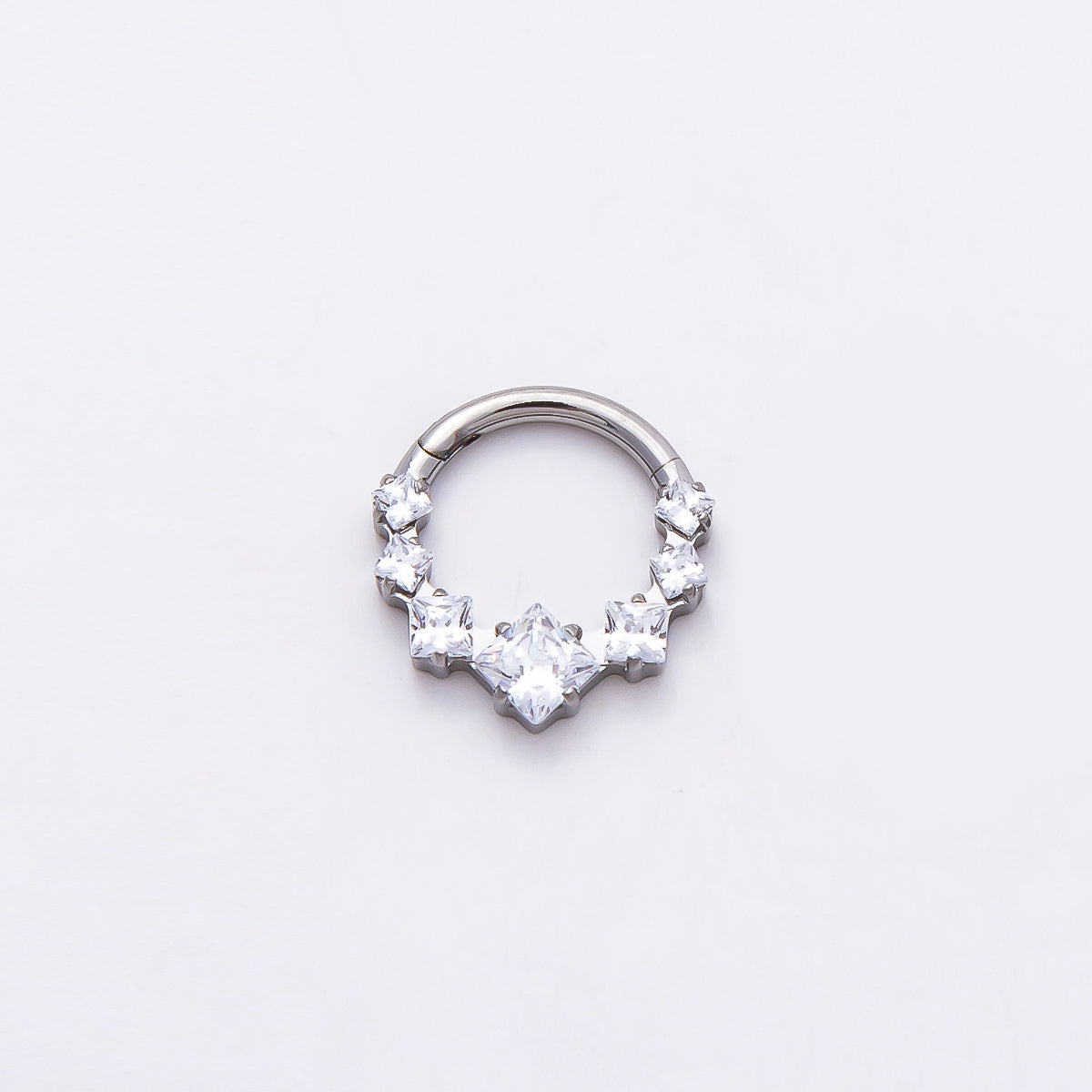 Stainless Steel 11mm Clear Square CZ Cluster Gradient Pull Gate Round Finding in Gold & Silver | Findings-00212 Findings-00213