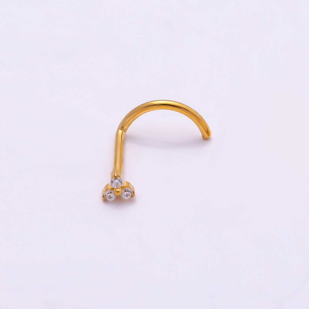 Stainless Steel 2mm Clear CZ Flower Cartilage Nose Single Piercing Stud in Gold & Silver | Findings-00216 Findings-00217