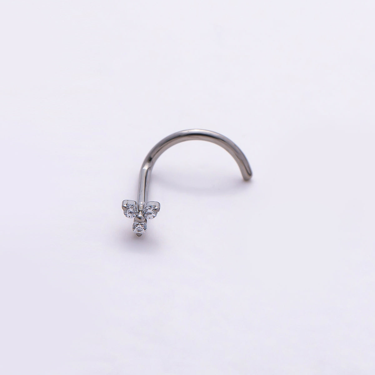 Stainless Steel 2mm Clear CZ Flower Cartilage Nose Single Piercing Stud in Gold & Silver | Findings-00216 Findings-00217