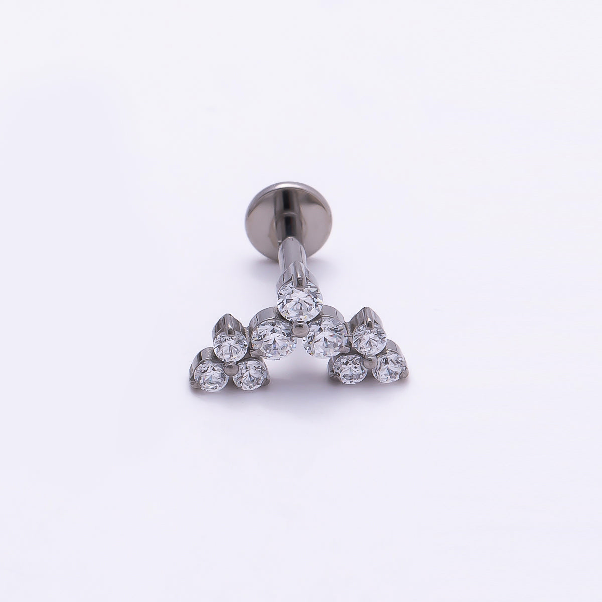 24K Gold Filled 5.5mm Triple Clear CZ Cluster Cartilage Piercing Flat Back Stud in Gold & Silver | Findings-00260 Findings-00261