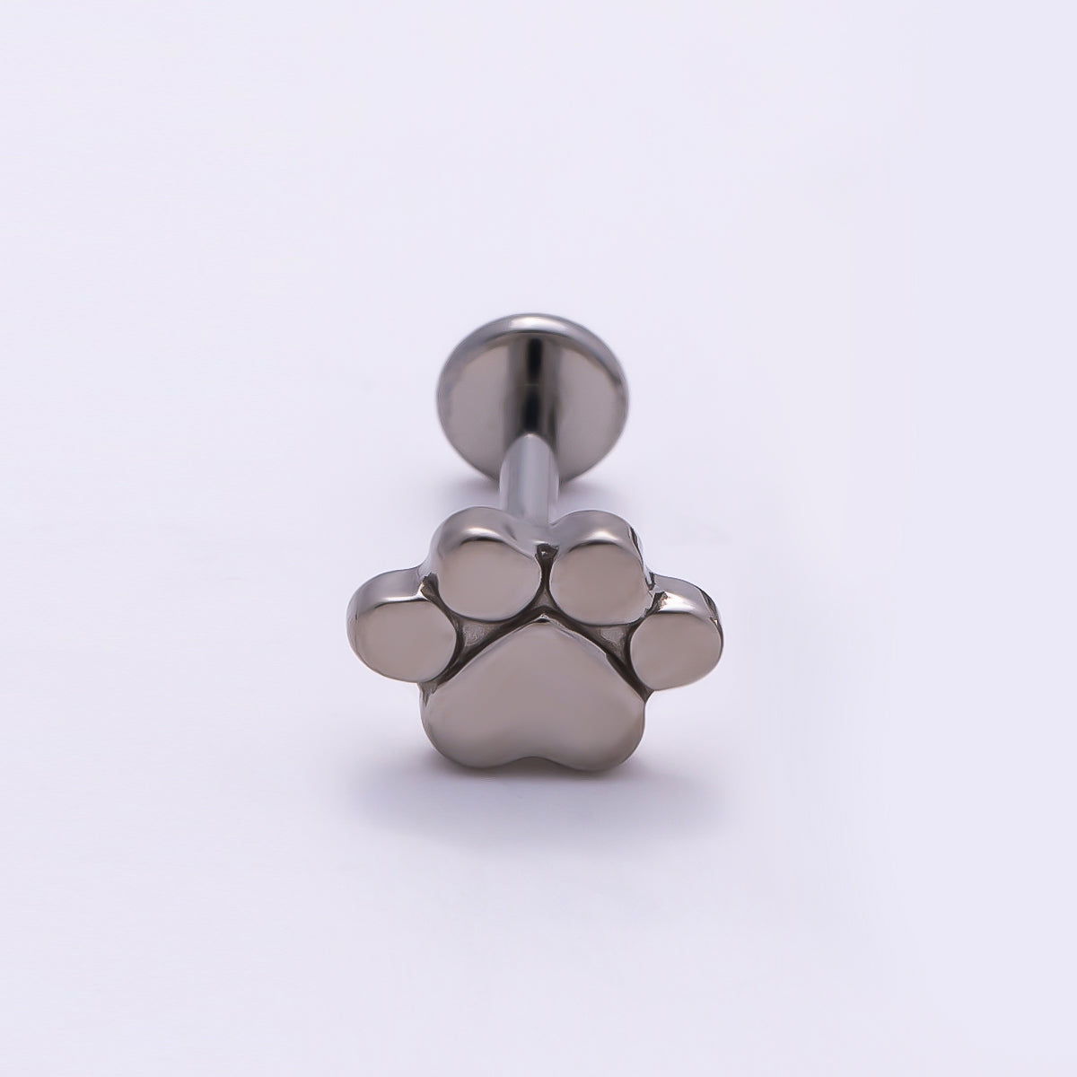 Titanium 8mm Paw Print Minimalist Cartilage Piercing Flat Back Stud in Gold & Silver | Findings-00285 Findings-00286