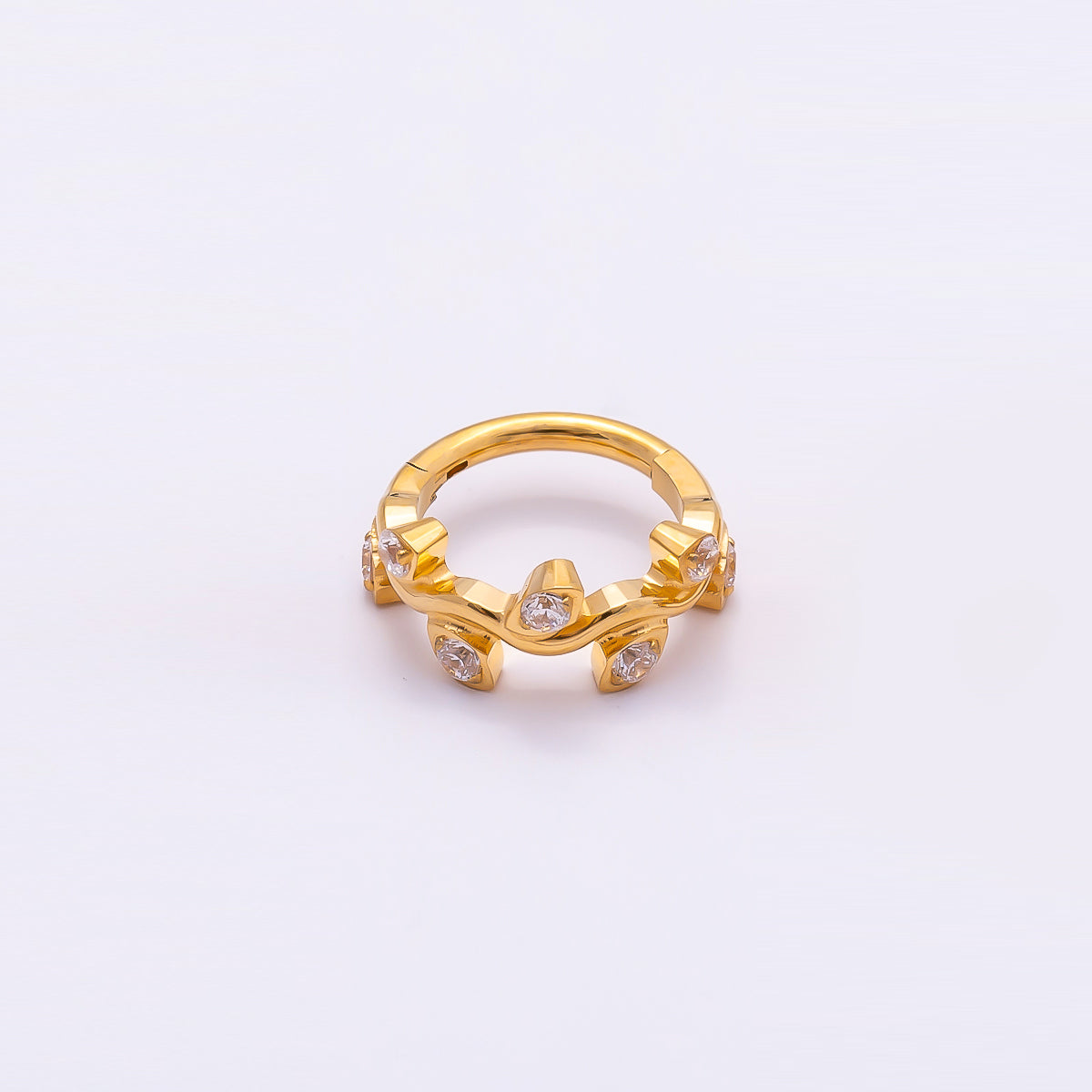 Titanium 11mm CZ Leaf Single Septum Cartilage Piercing Clicker in Gold & Silver | Findings-00287 Findings-00288