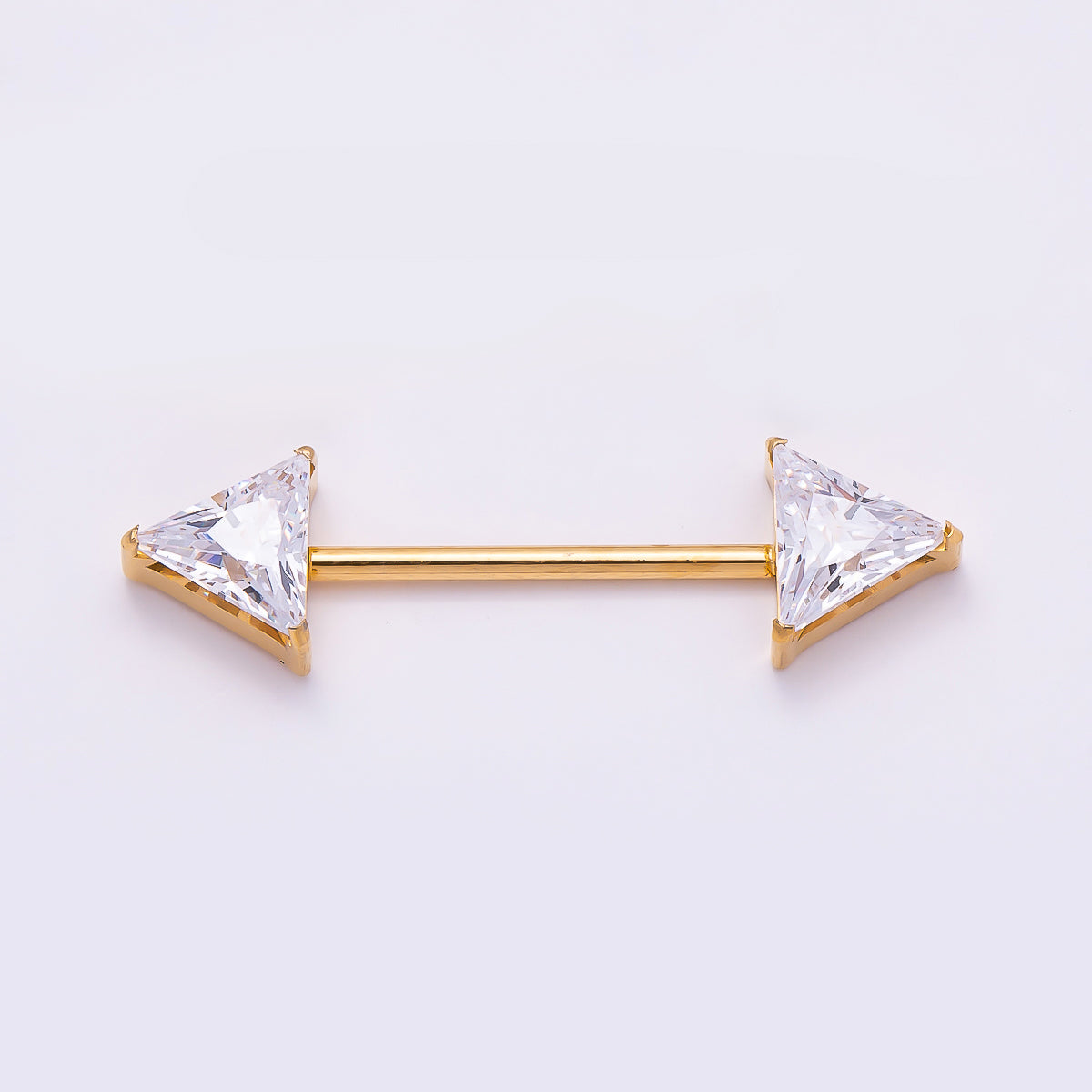 Titanium Clear CZ Triangle Nipple Barbell Piercing Body Jewelry in Gold & Silver | Findings-00289 Findings-00290