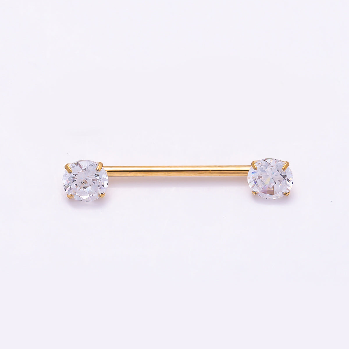 Titanium Clear CZ Round Nipple Barbell Piercing Body Jewelry in Gold & Silver | Findings-00299 Findings-00300