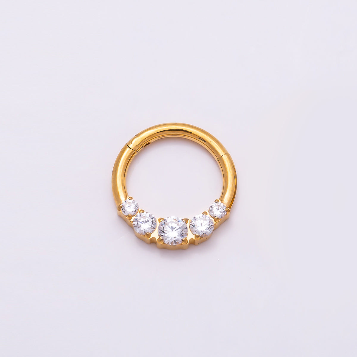 Titanium 11mm Clear CZ Gradient Single Septum Cartilage Piercing Clicker in Gold & Silver | Findings-00321 Findings-00322