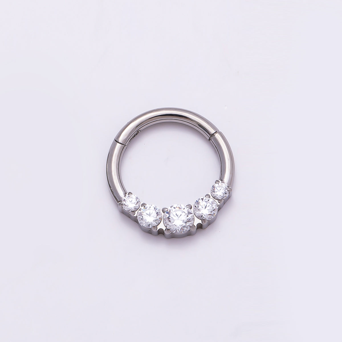 Titanium 11mm Clear CZ Gradient Single Septum Cartilage Piercing Clicker in Gold & Silver | Findings-00321 Findings-00322