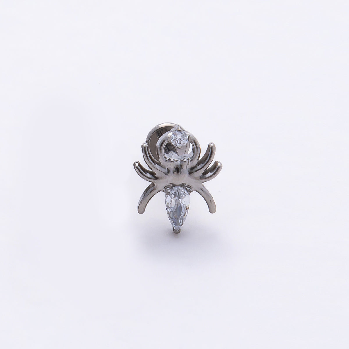 Titanium 9mm Clear Marquise CZ Spider Cartilage Piercing Flat Back Stud in Gold & Silver | Findings-00355 Findings-00356