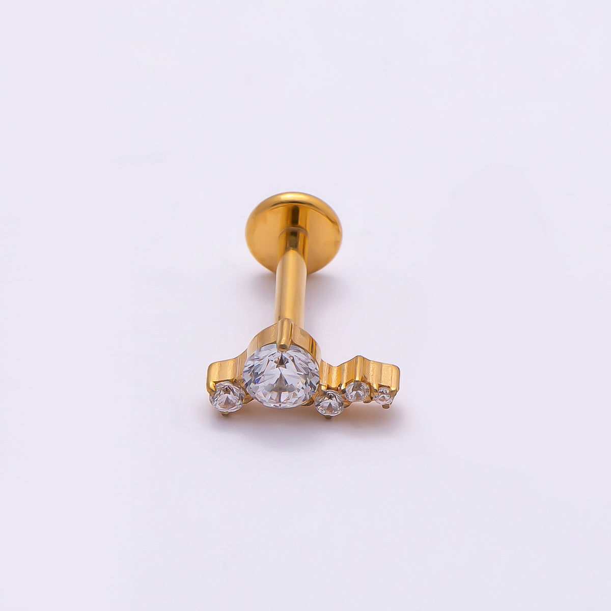 Titanium 4mm Clear CZ Cluster Cartilage Piercing Flat Back Stud in Gold & Silver | Findings-00375 Findings-00376