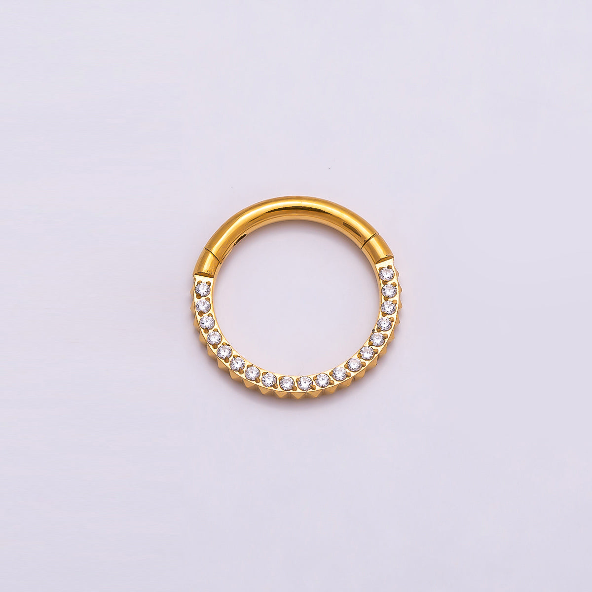 Titanium 10.5mm Micro Paved CZ Single Septum Cartilage Piercing Clicker in Gold & Silver | Findings-00401 Findings-00402