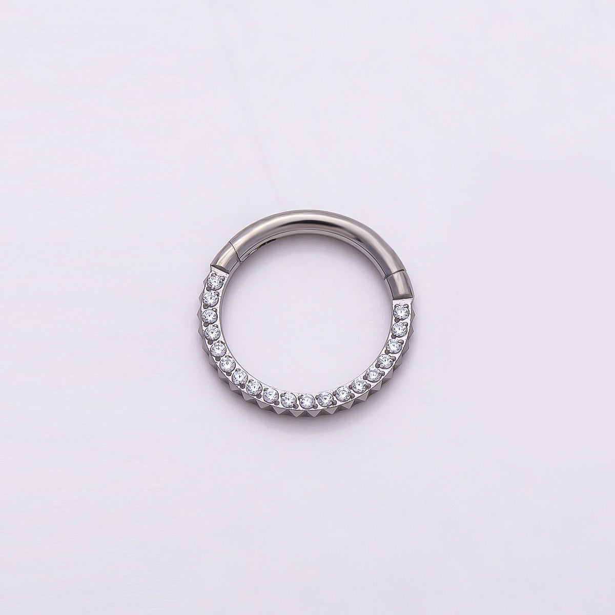 Titanium 10.5mm Micro Paved CZ Single Septum Cartilage Piercing Clicker in Gold & Silver | Findings-00401 Findings-00402