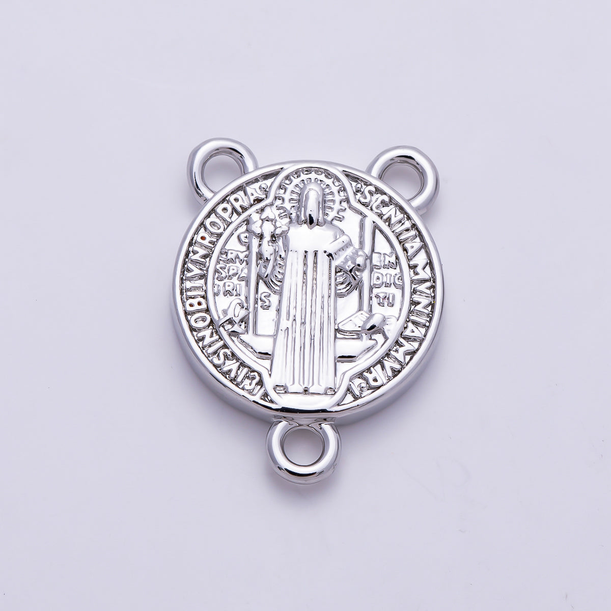 16K Gold Filled 11mm Saint Benedict Rosary Minimalist Round Triple Loop Connector in Gold & Silver | Findings-00131 Findings-00423