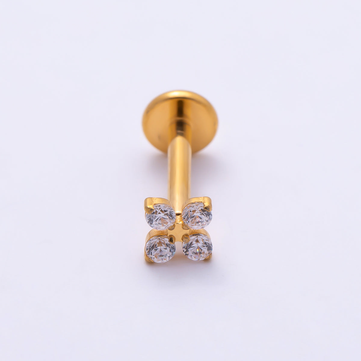Titanium 3.3mm Clear CZ Flower Universal Cartilage Piercing Flat Back Stud | Findings-00431