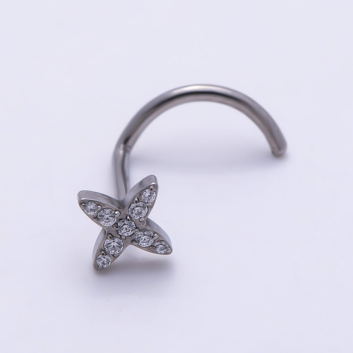 Titanium 5mm Celestial Star Micro Paved CZ Cartilage Nose Single Piercing Stud in Gold & Silver | Findings-00440 Findings-00441