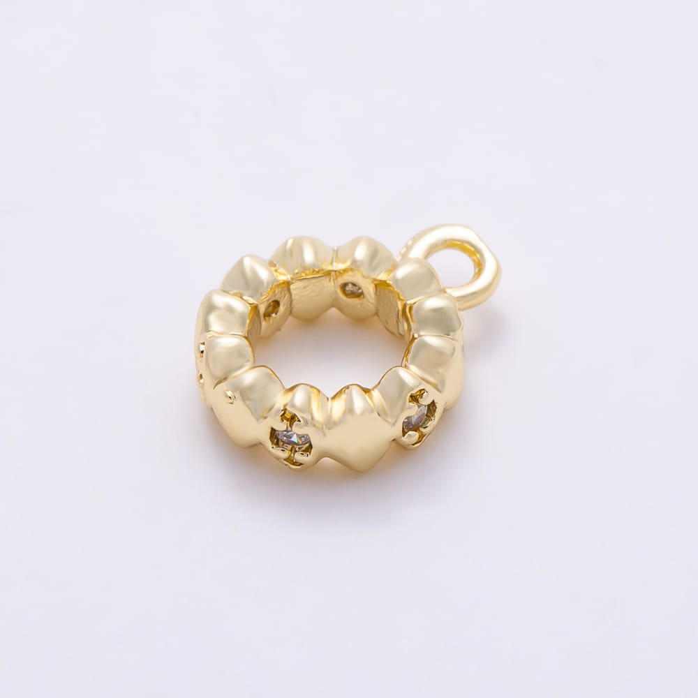 16K Gold Filled 10mm Clear CZ Marquise Geometric Molten Rondelle Bail Findings in Gold & Silver | Findings-00642 Findings-00643