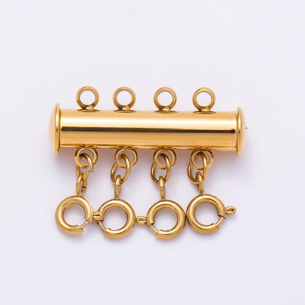 Stainless Steel 20mm 4-Strand Minimalist Round Multi Clasp Detangler Layer Necklace Closure Findings | Findings-00674