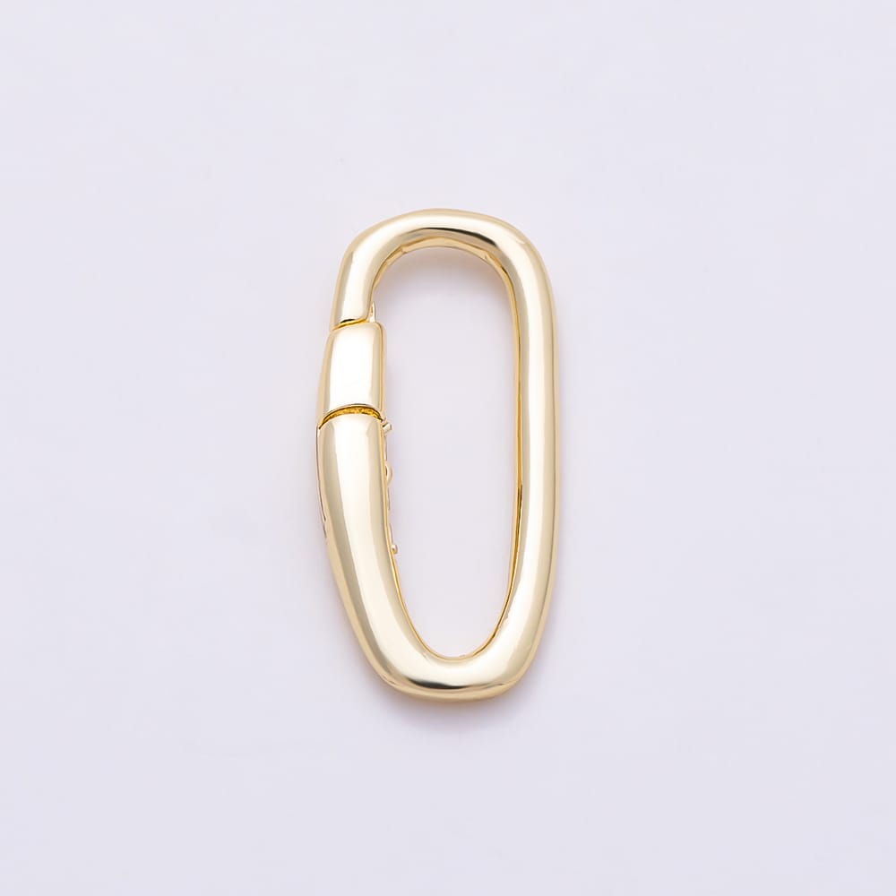 16K Gold Filled 18mm Minimalist Push Gate Oval Clasp Enhancer Closure Findings | Findings-00687