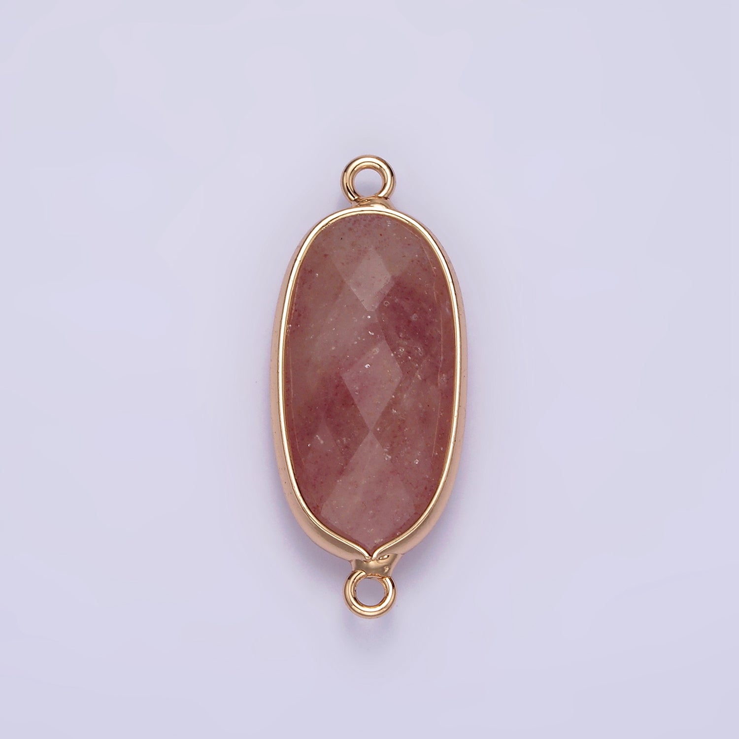 Faceted Gemstone Oval Gold Charm Connector Rose Quartz Onyx Labradorite Amethyst Amazonite Charm G033 - G043 - DLUXCA