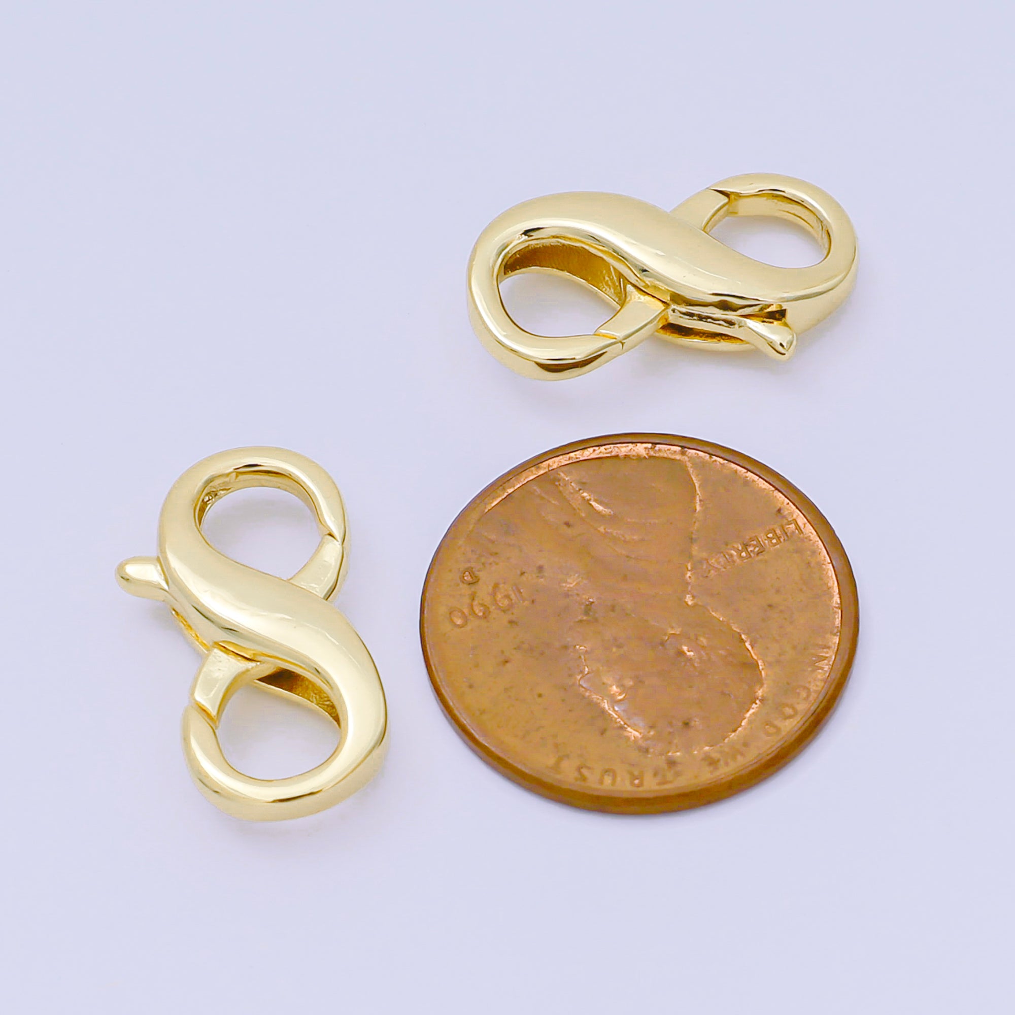14K Gold Filled 18mm Double Opening Infinity Lobster Clasp Closure Finding in Gold & Silver | Z1339