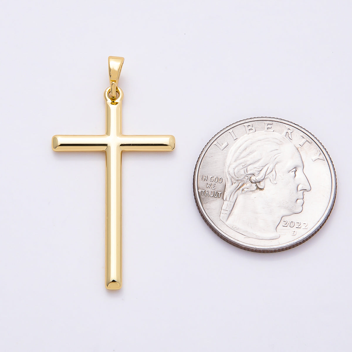 14K Gold Filled 36mm Plain Religious Cross Charm | Charms-00666