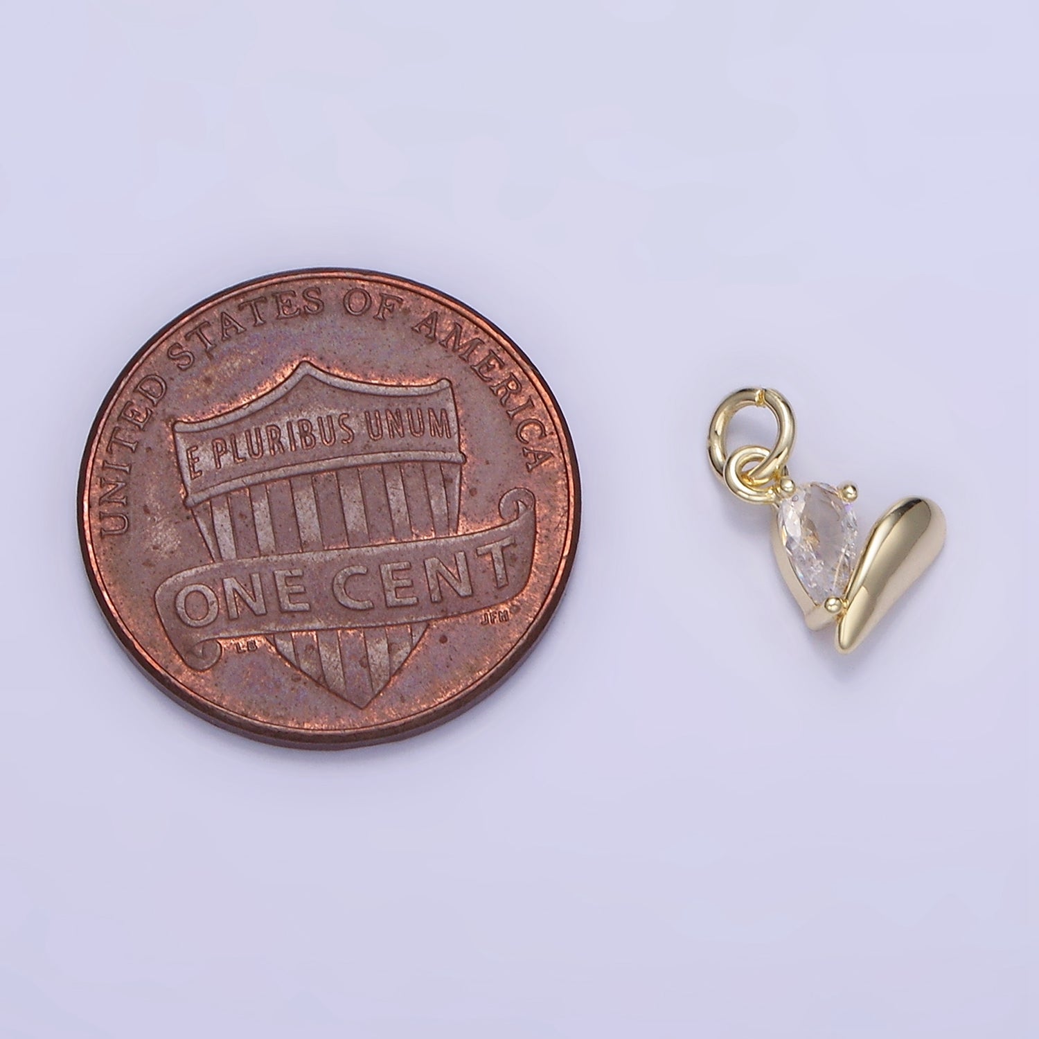 14K Gold Filled Mini Half CZ Heart Add-On Charm | W586