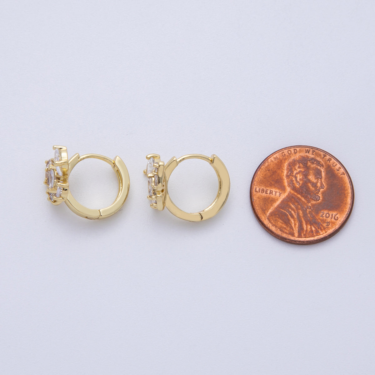 14K Gold Filled 12mm Multi Cut CZ Butterfly Mariposa Animal Huggie Earrings | Earrings-00149