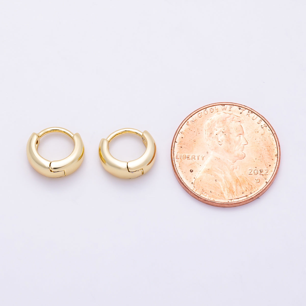 16K Gold Filled 10mm Dome Minimalist Huggie Hoop | Earrings-00701