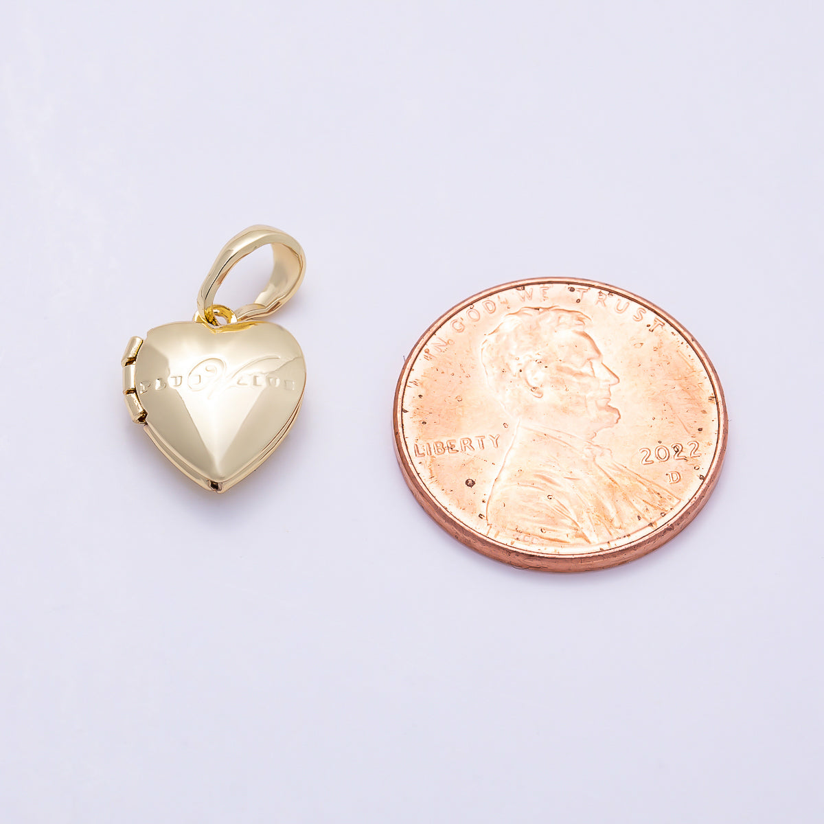 16K Gold Filled 12mm Engraved Chubby Heart Locket Pendant | Charms-01394