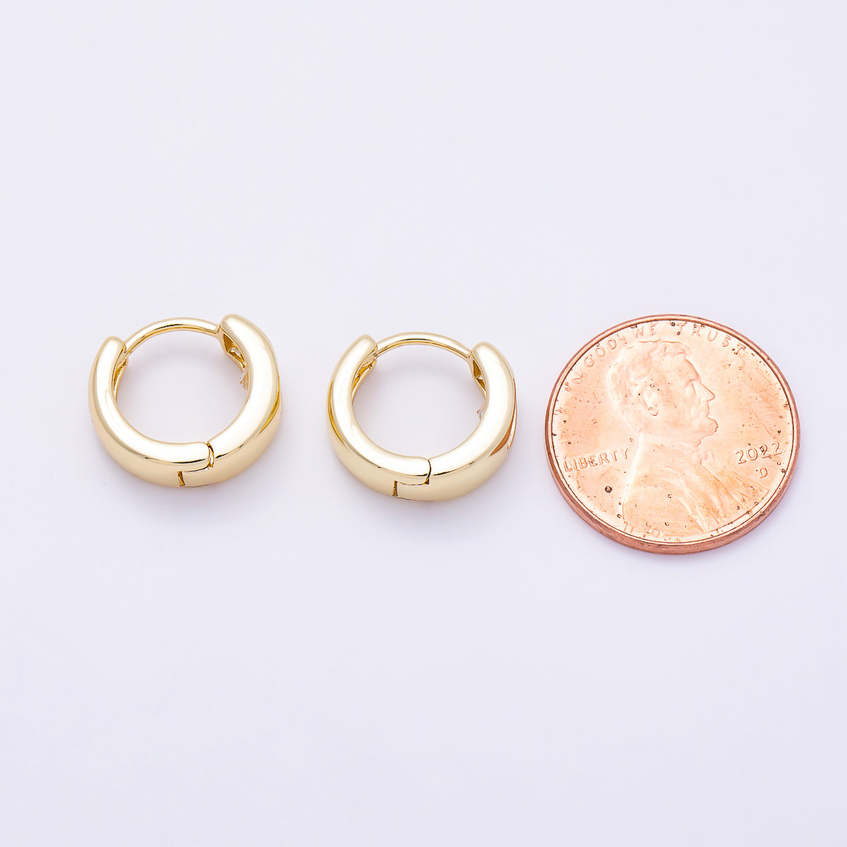 16K Gold Filled 14mm Clear Oval CZ Minimalist Dome Oblong Huggie | Earrings-00699