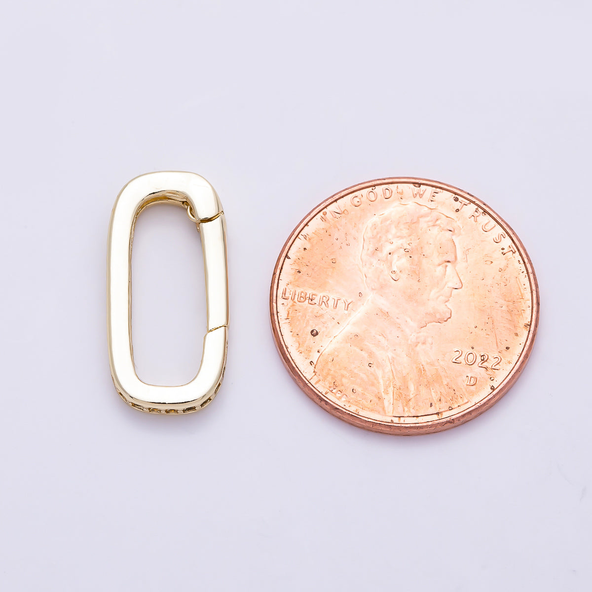 16K Gold Filled 17.5mm Micro Paved CZ Oblong Push Gate Enhancer Findings in Gold & Silver | Findings-00424 Findings-00425