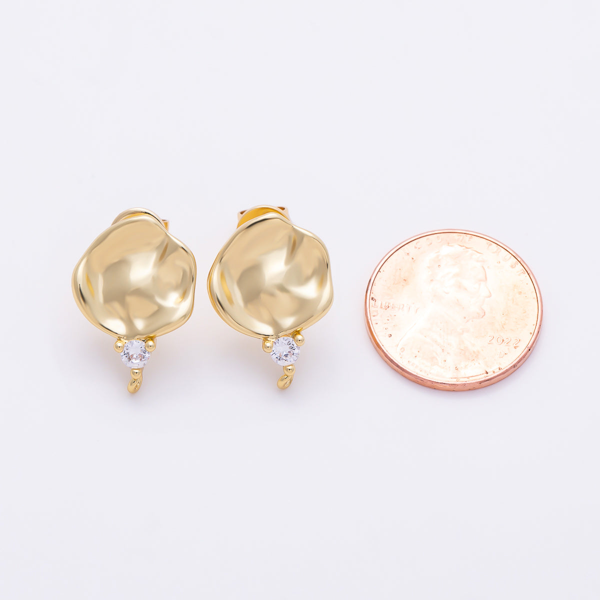 16K Gold Filled 19mm Clear CZ Round Drop Stud Earring Findings | Findings-00510