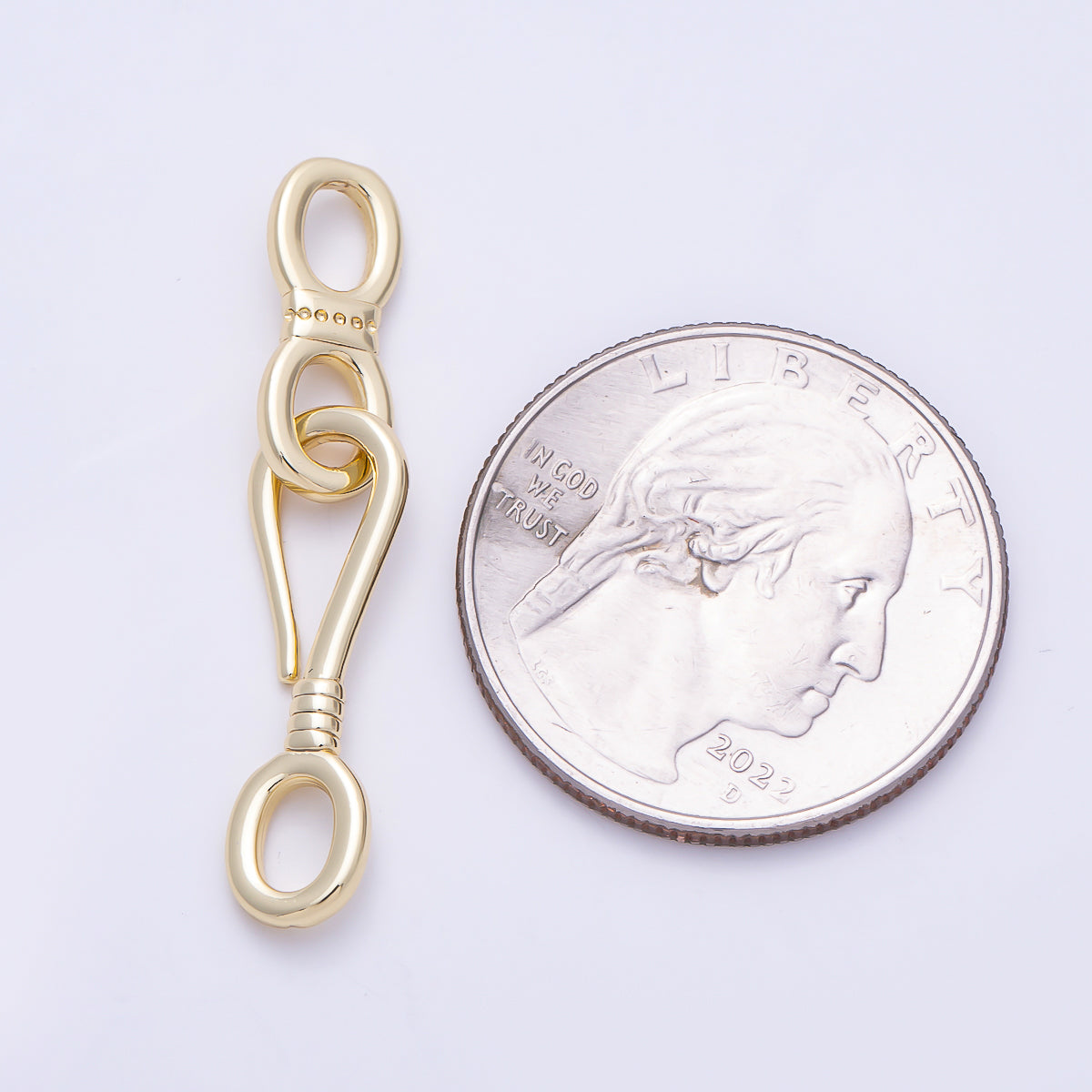16K Gold Filled 24mm Minimalist S Hook Eye Closure Clasps | Findings-00488