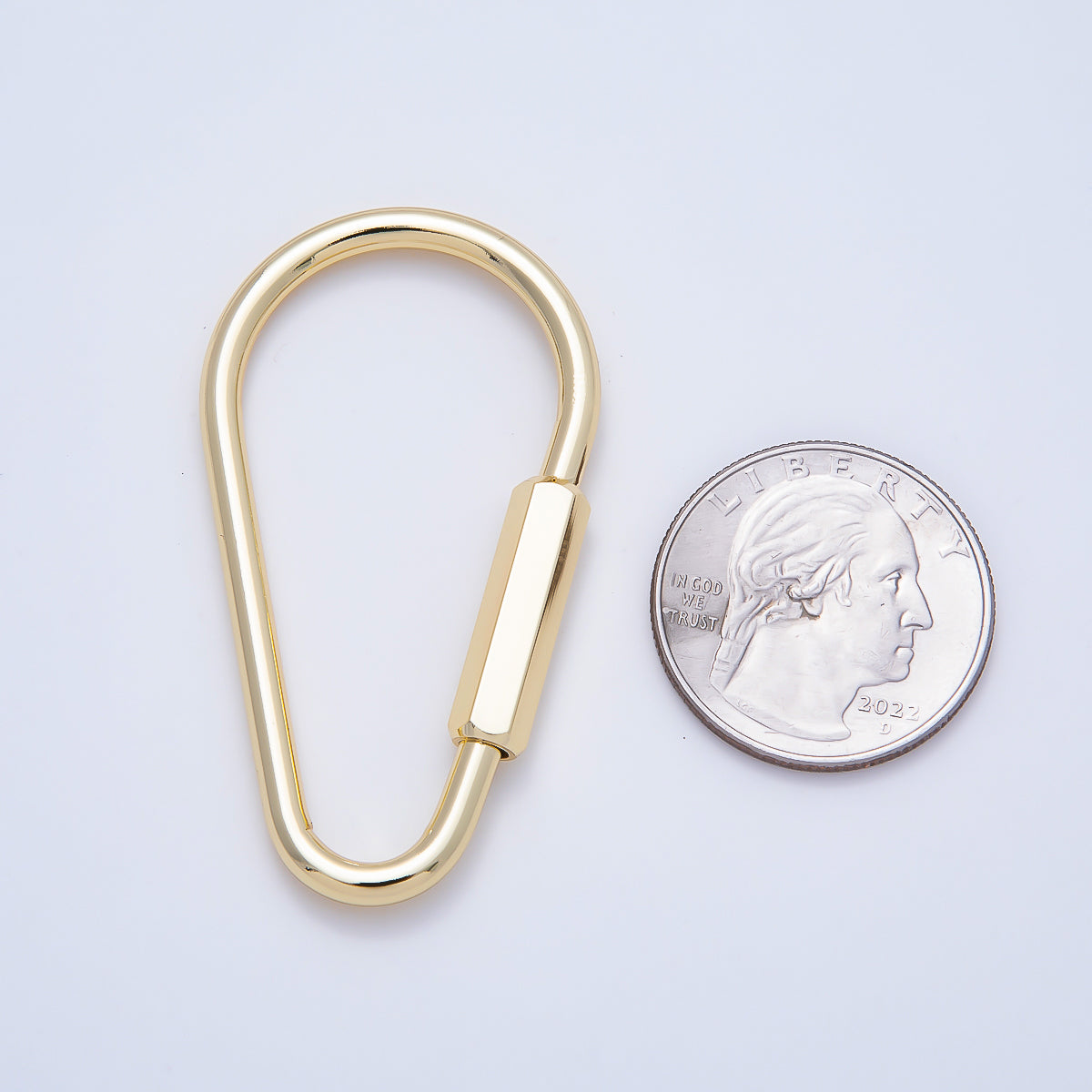 16K Gold Filled 50mm Minimalist Triangle Carabiner Enhancer Bag Charm Keychain | Findings-00483