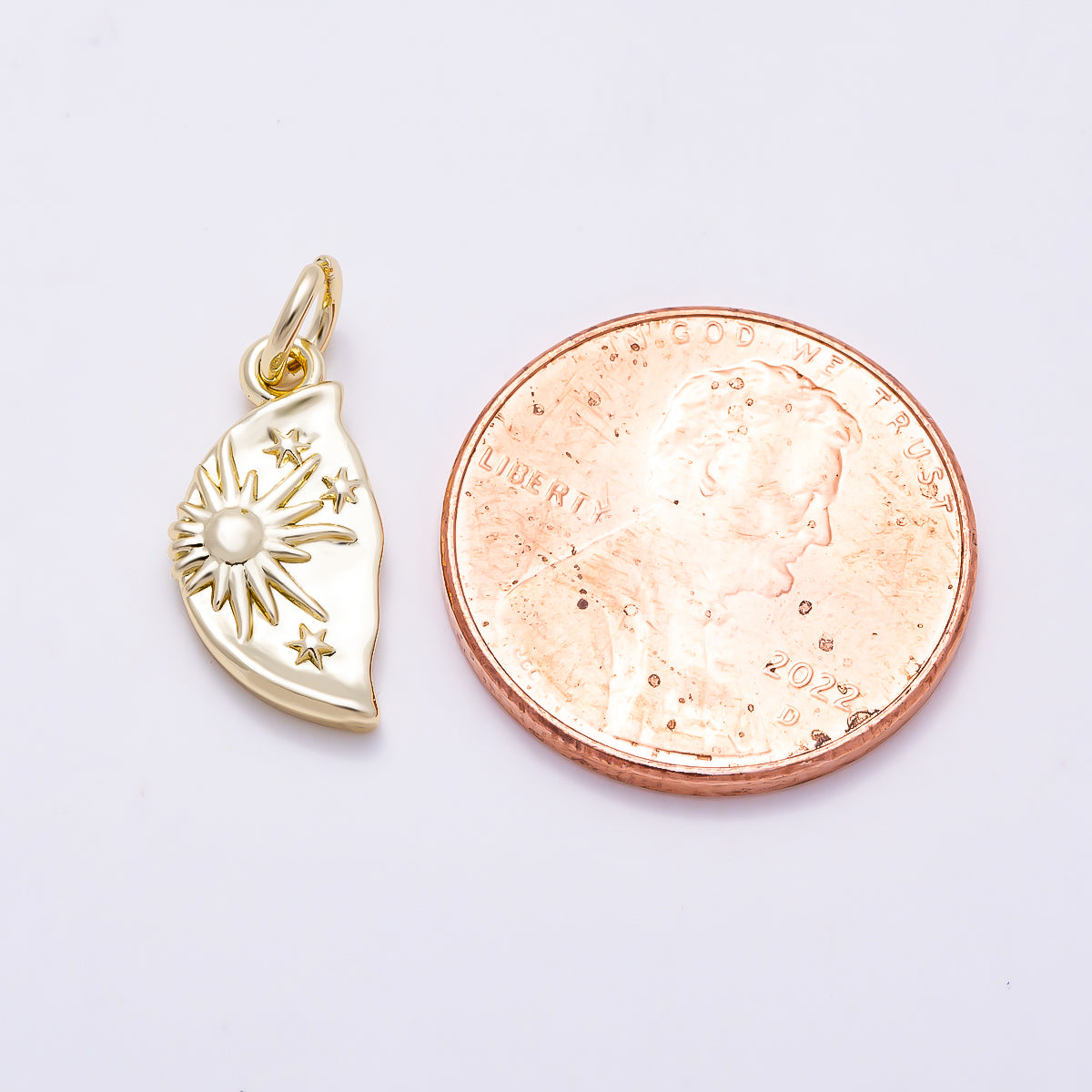 16K Gold Filled 15mm Celestial Star Leaf Geometric Charm | Charms-01605