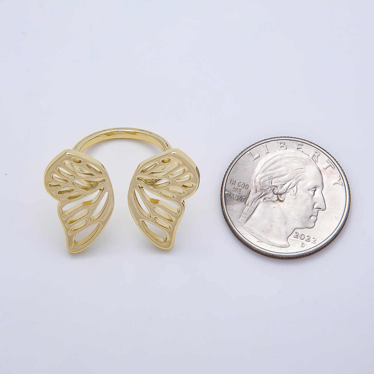 16K Gold Filled Minimalist Butterfly Mariposa Open Wrap Ring | Rings-00174
