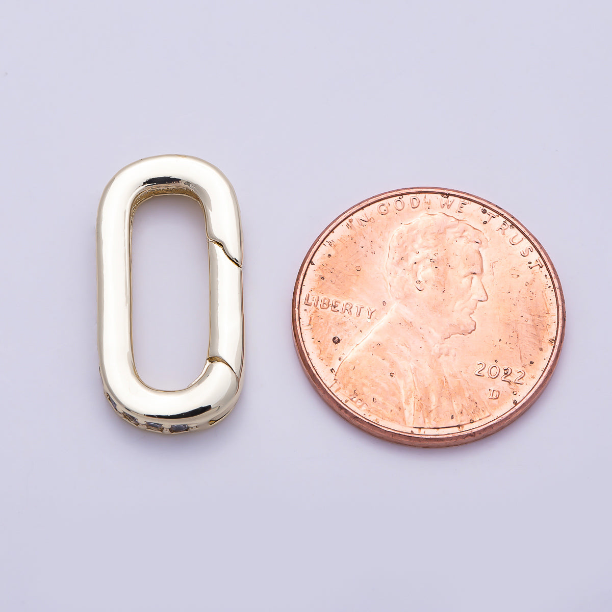 16K Gold Filled 20mm Micro Paved CZ Oblong Push Gate Enhancer Findings in Gold & Silver | Findings-00426 Findings-00427