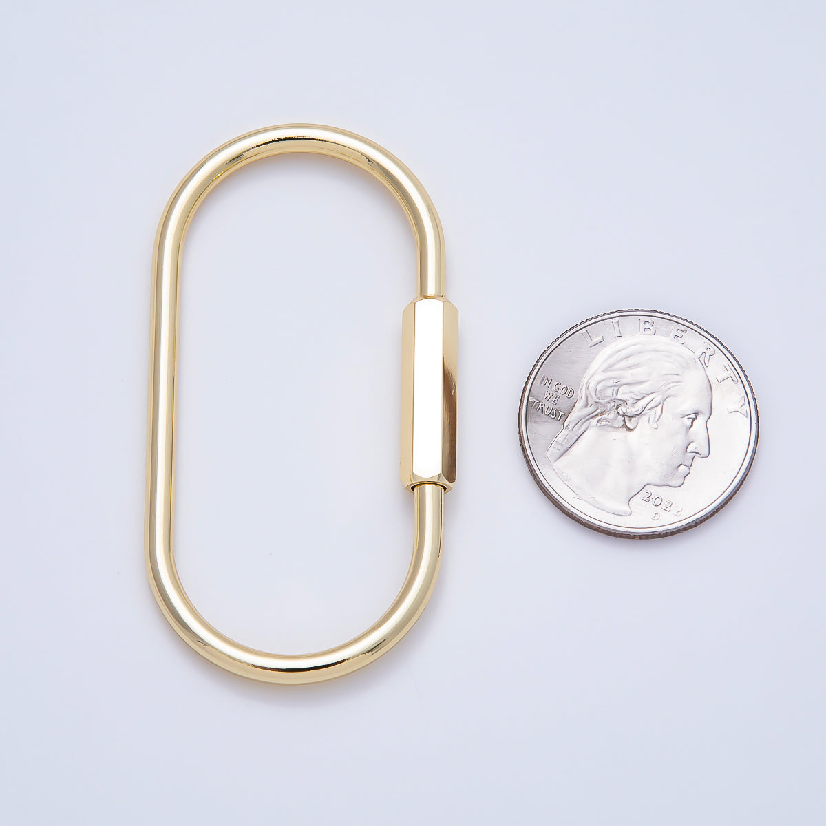 16K Gold Filled 60mm Minimalist Carabiner Enhancer Bag Charm Keychain Findings | Findings-00481