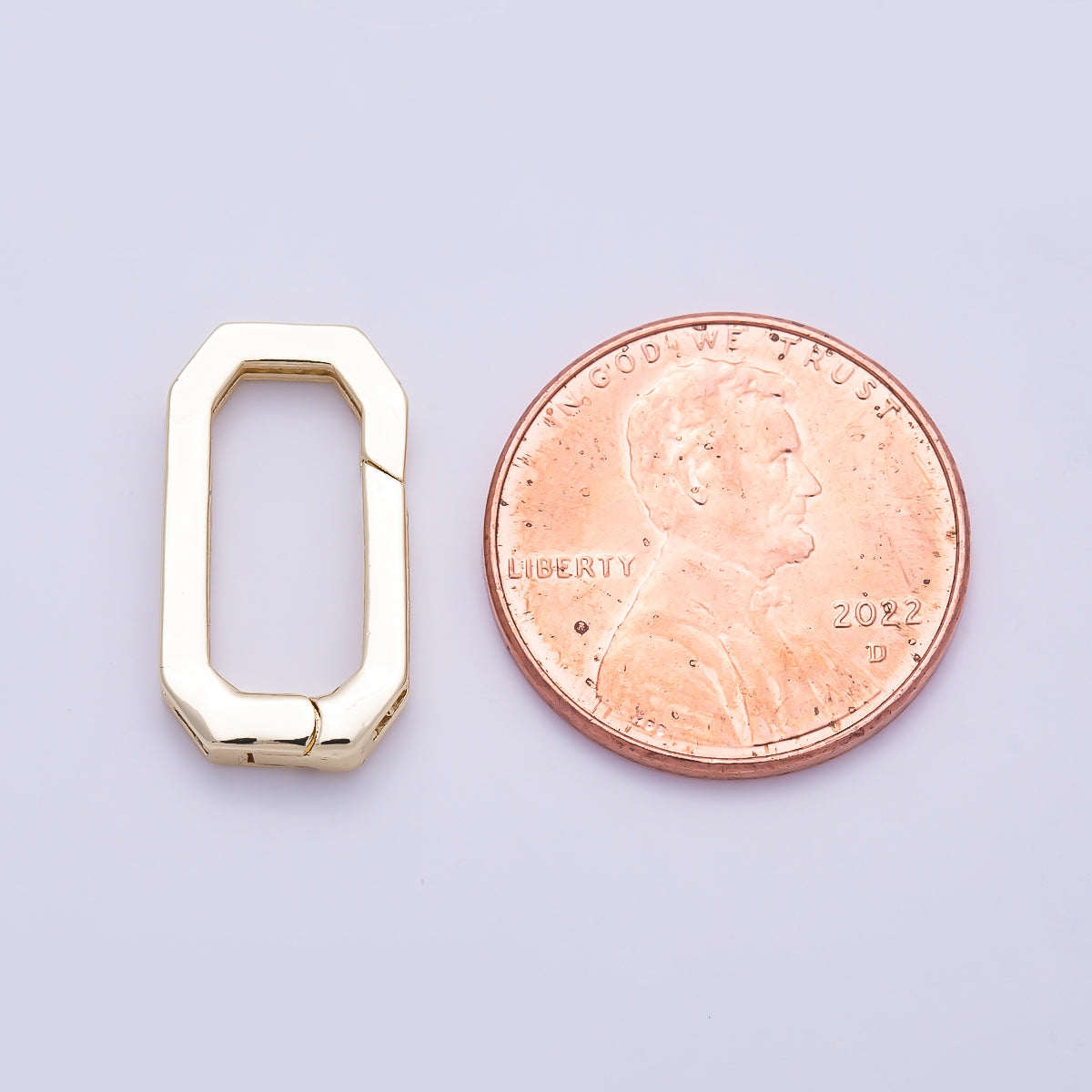 16K Gold Filled 18mm Micro Paved CZ Edged Oblong Push Gate Enhancer Findings in Gold & Silver | Findings-00429