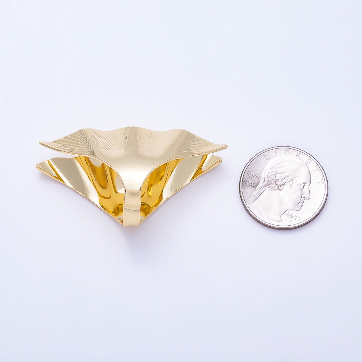16K Gold Filled Ribbed Wave Wrap Geometric Statement Ring | Rings-00349