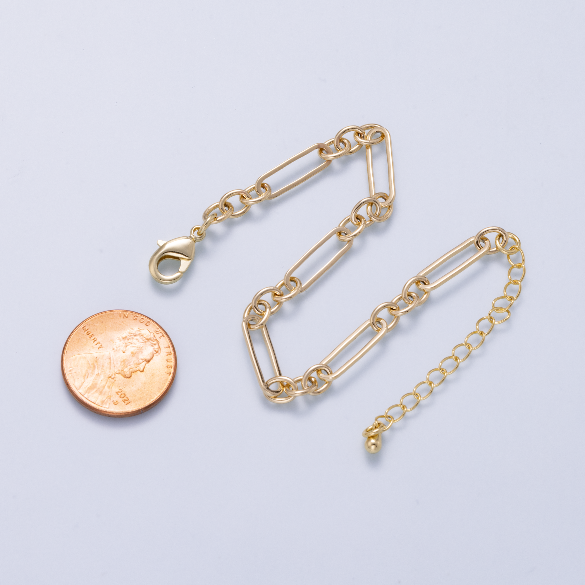 16K Gold Filled 5mm Minimalist Paperclip Chain 6.5 Inch Bracelet | WA-04625