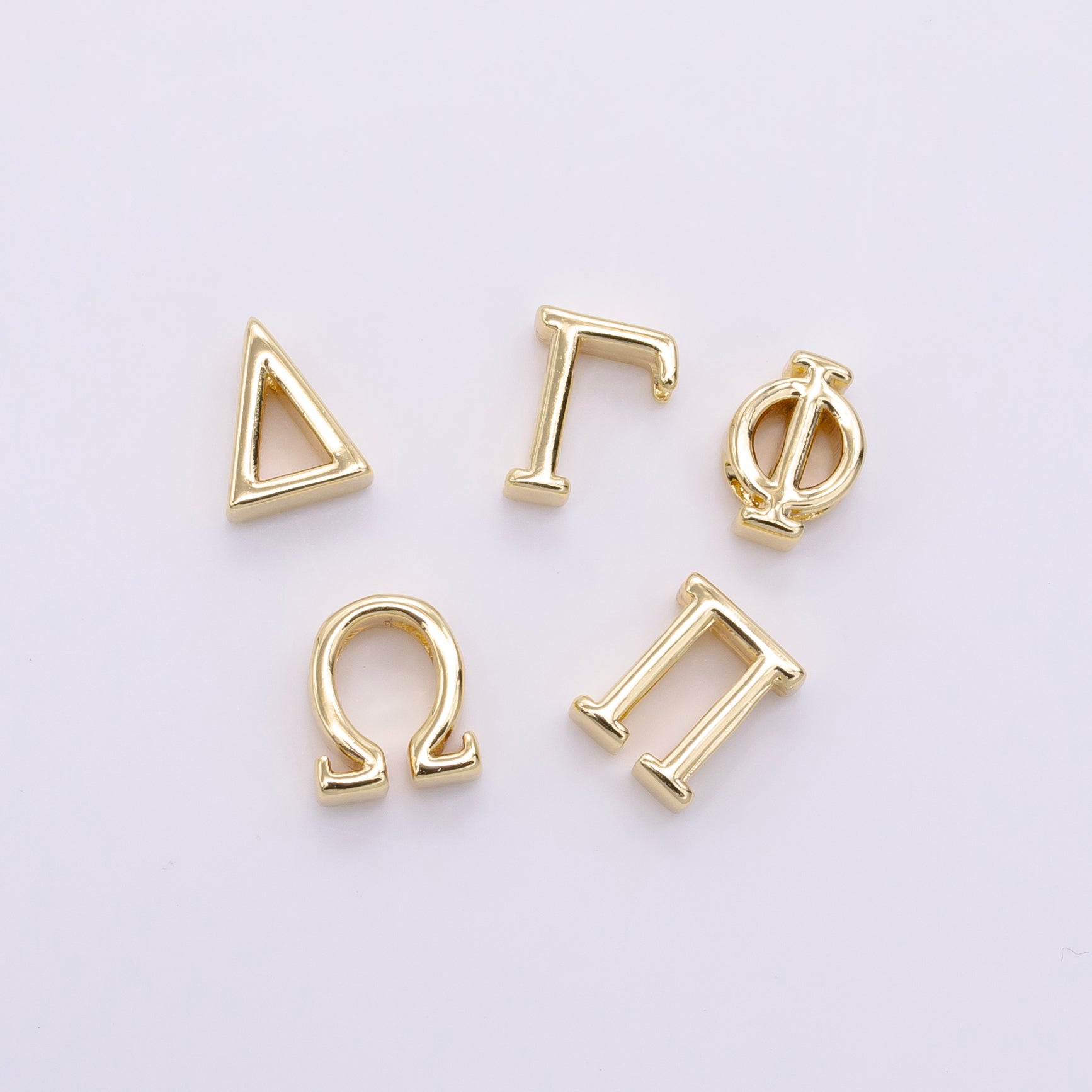16K Gold Filled 8mm Minimalist Greek Letter Bead in Gold & Silver | B896 - B900