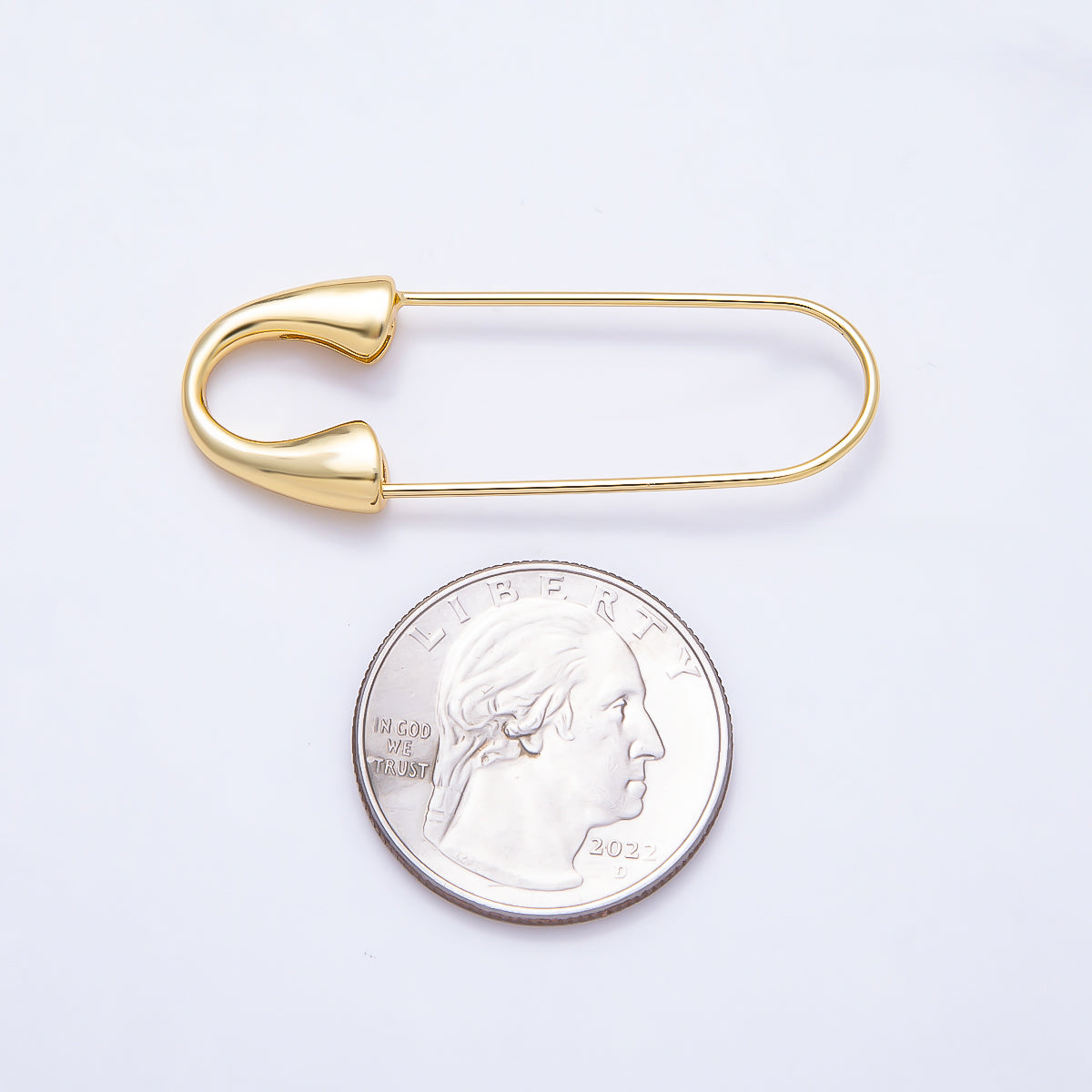 16K Gold Filled 45mm Minimalist Safety Pin Findings Bag Charm | Findings-00420