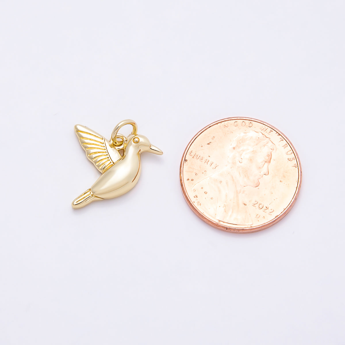 16K Gold Filled 16mm Minimalist Bird Animal 3D Multidimensional Charm | Charms-00865
