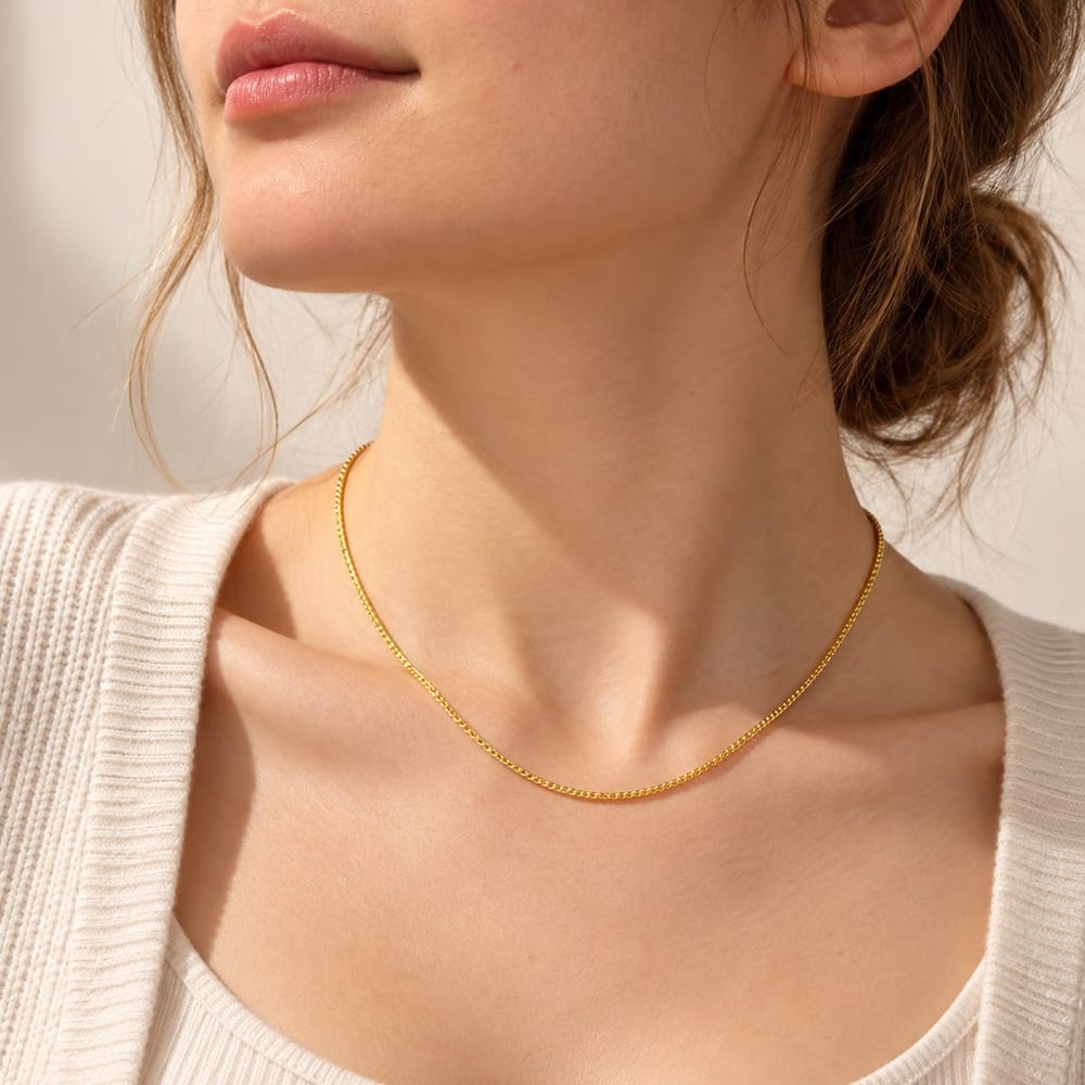 16K Gold Filled 1.33mm Minimalist Wheat Chain 17.5 Inch Necklace | WA-00592