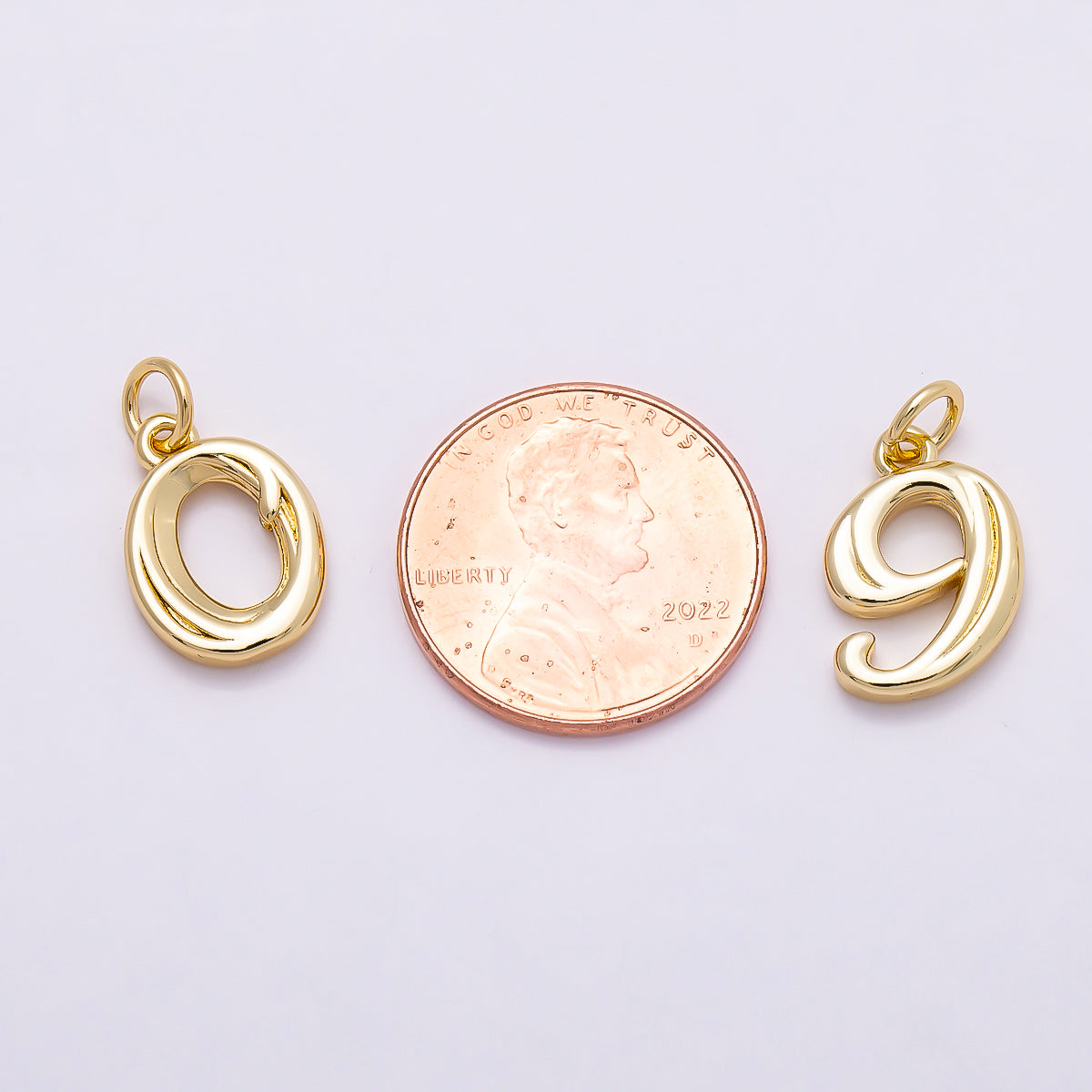 16K Gold Filled 14mm Minimalist Molten Number Numerology Charm | Charms-00878 ~ Charms-00887